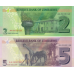 (715) ** PN101a,102a Zimbabwe 2 & 5 Dollars Year 2019 (2 Notes)